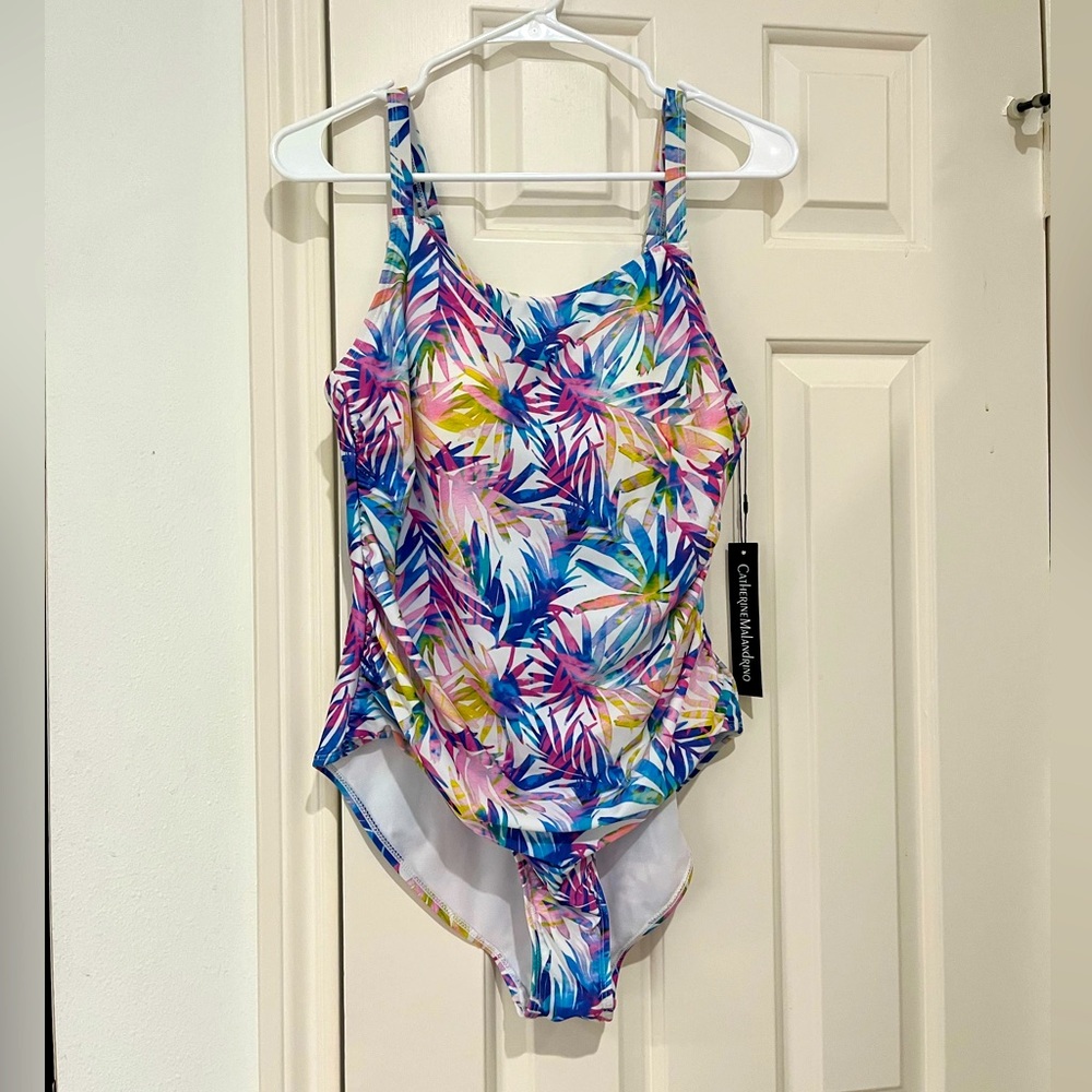 Catherine Malandrino NWT Tropical Colorful One Piece Bathing Suit size large